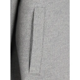 Gray Reversible Bomber Jacket with ribbed finishes and zip pocket on the sleeve in blend wool for women