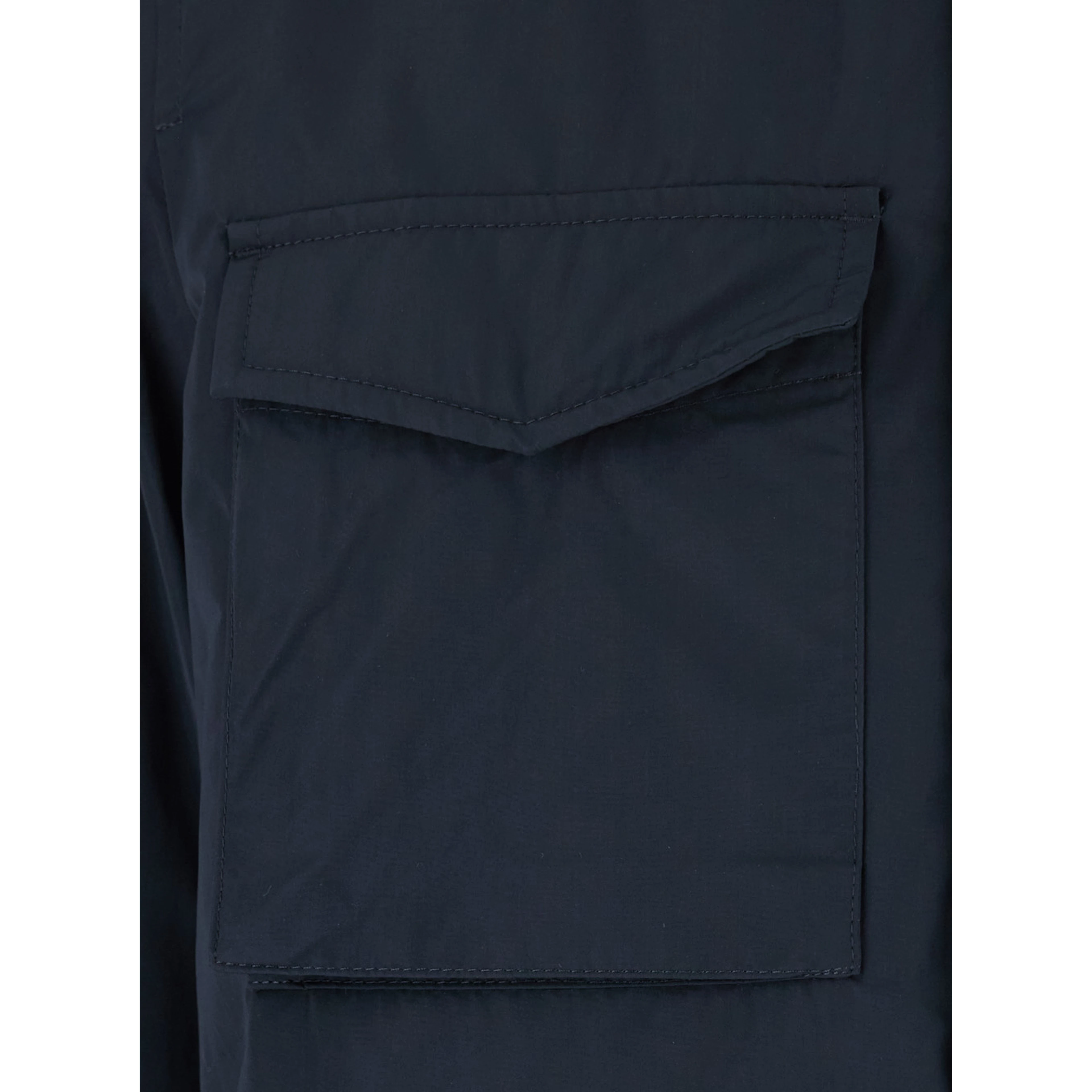 Blue Jacket with Front Zip Closure and Side Pockets in Tech Fabric Men