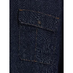 Blue Shirt with classic collar and patch pockets in denim for men