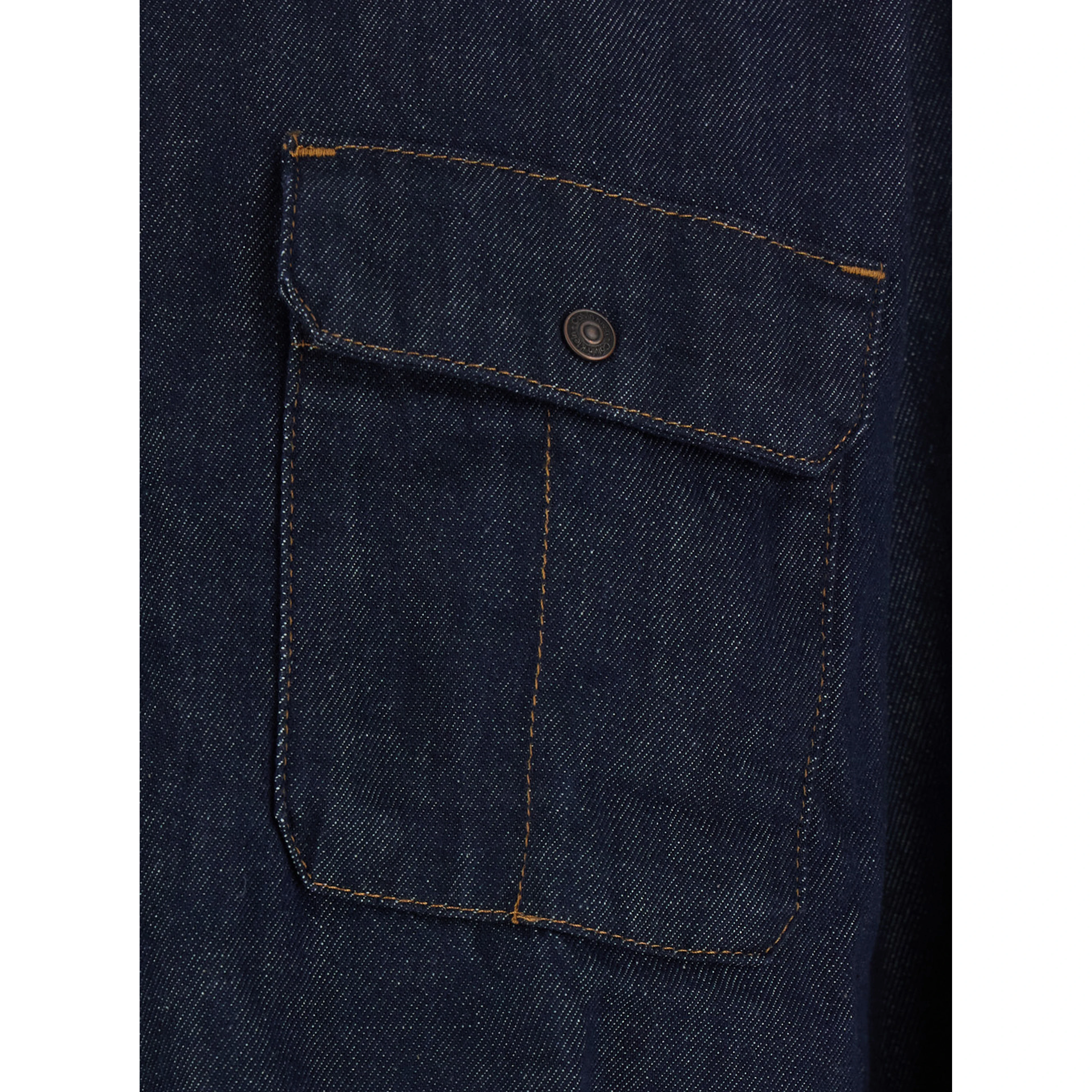Blue Shirt with classic collar and patch pockets in denim for men
