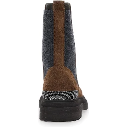 brown ankle boots with Monile detail on the back in suede for women