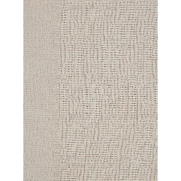 Beige Square Scarf with Fringed Hem and FF Pattern in Wool Blend for Women