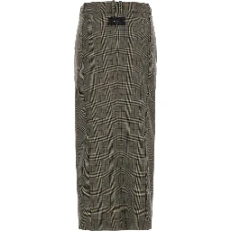 Grey Skirt with all-over stripe motif and patch on the back in Wool Blend for Women