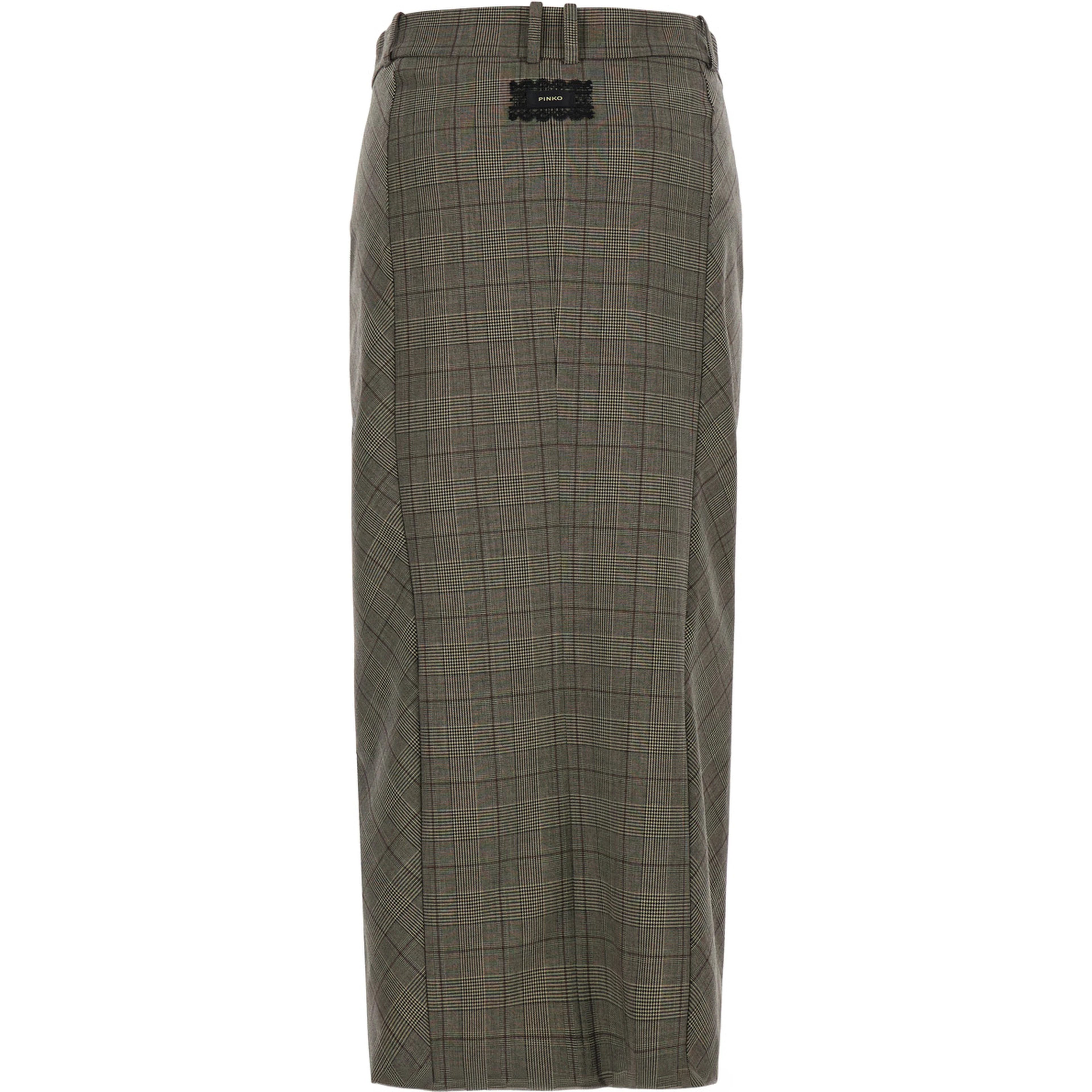 Grey Skirt with all-over stripe motif and patch on the back in Wool Blend for Women