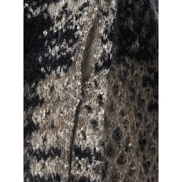 Multicolor Cardigan with belt and all-over applied sequins in mohair and wool Blend women
