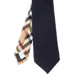 Check Tie with Plain Beige Details for Men