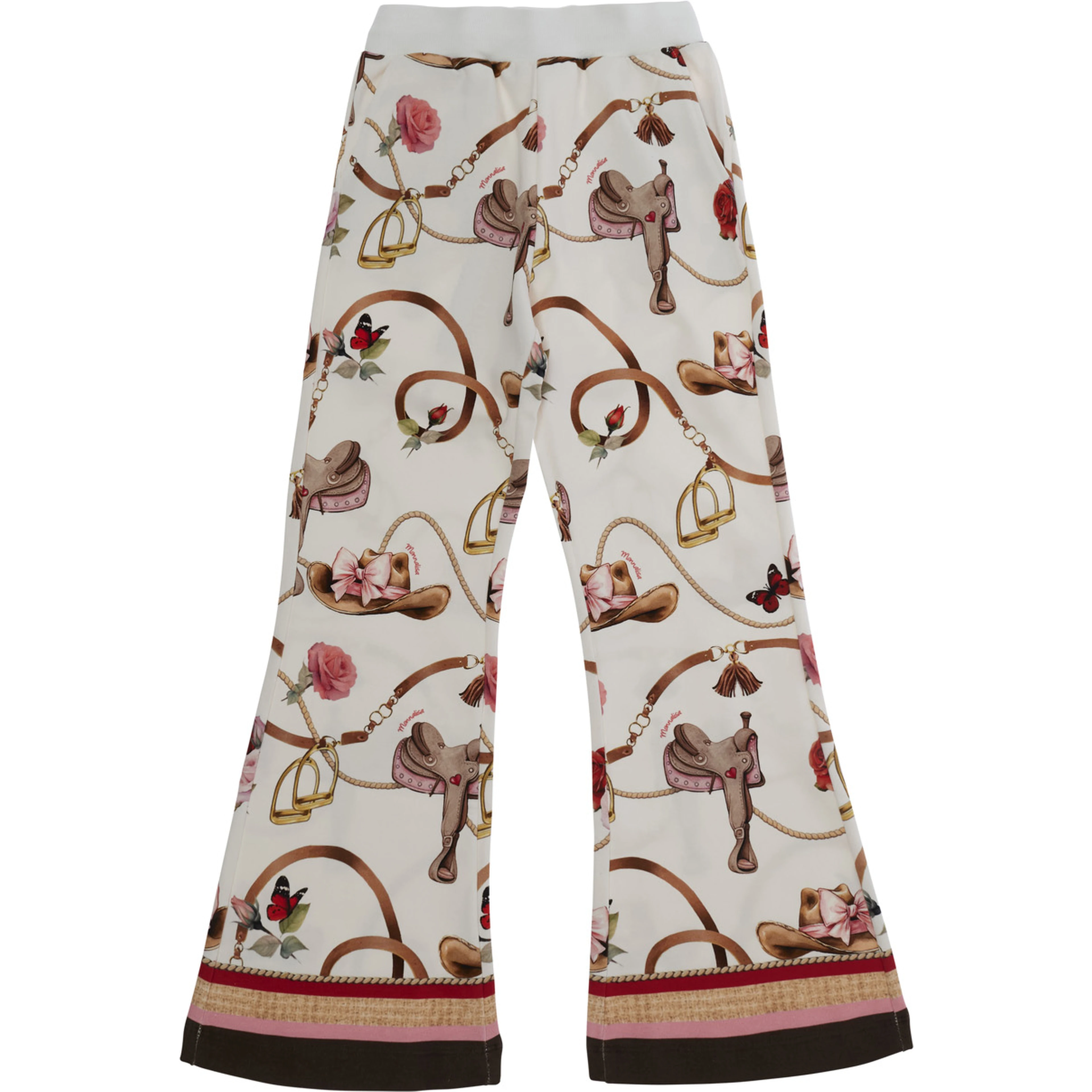 Multicolor Pants with Wide Led and All-Over Print in Cotton Girl