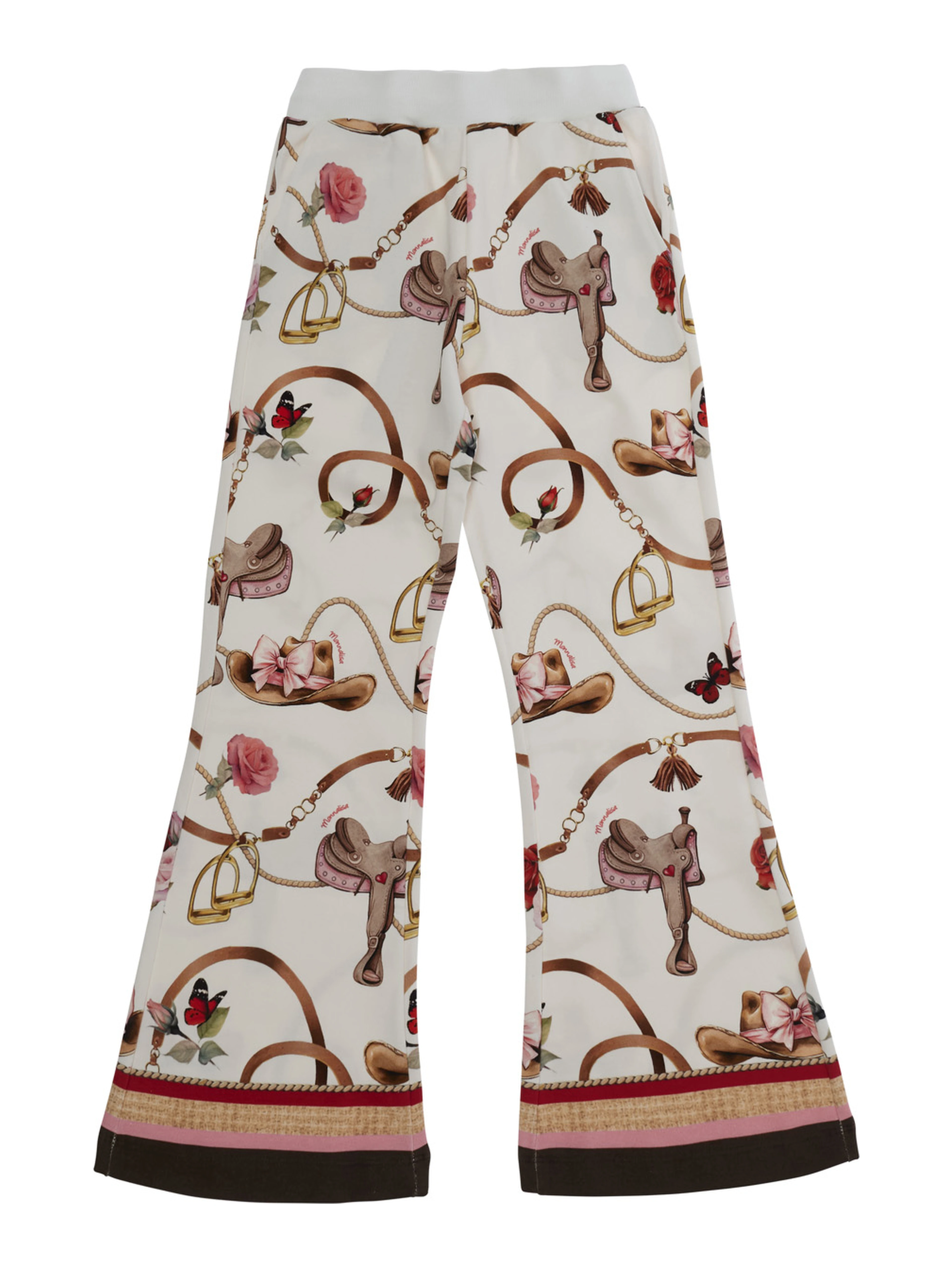 Multicolor Pants with Wide Led and All-Over Print in Cotton Girl