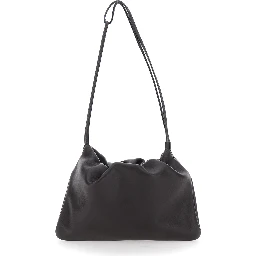 Nella Brown Shoulder Bag with Drawstring Closure and  Top Handle in Leather for Women