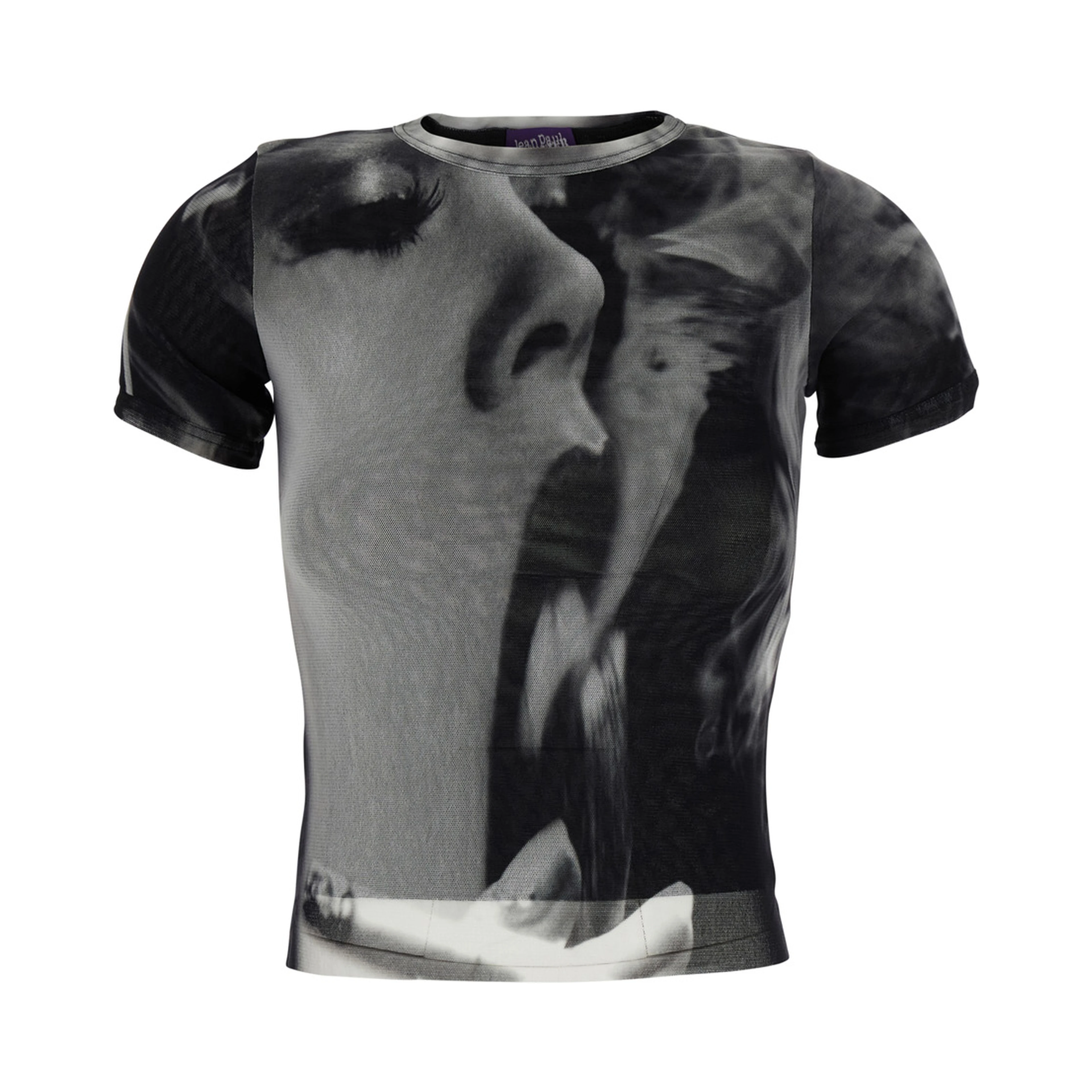 Black Top with Short Sleeves and Smoking Women Print in Tech Fabric for Women