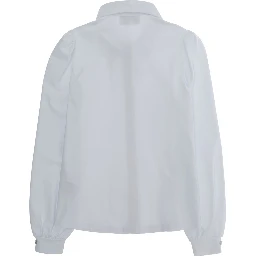 Magda White Shirt with bow on the front and buttoned cuffs in cotton Girl
