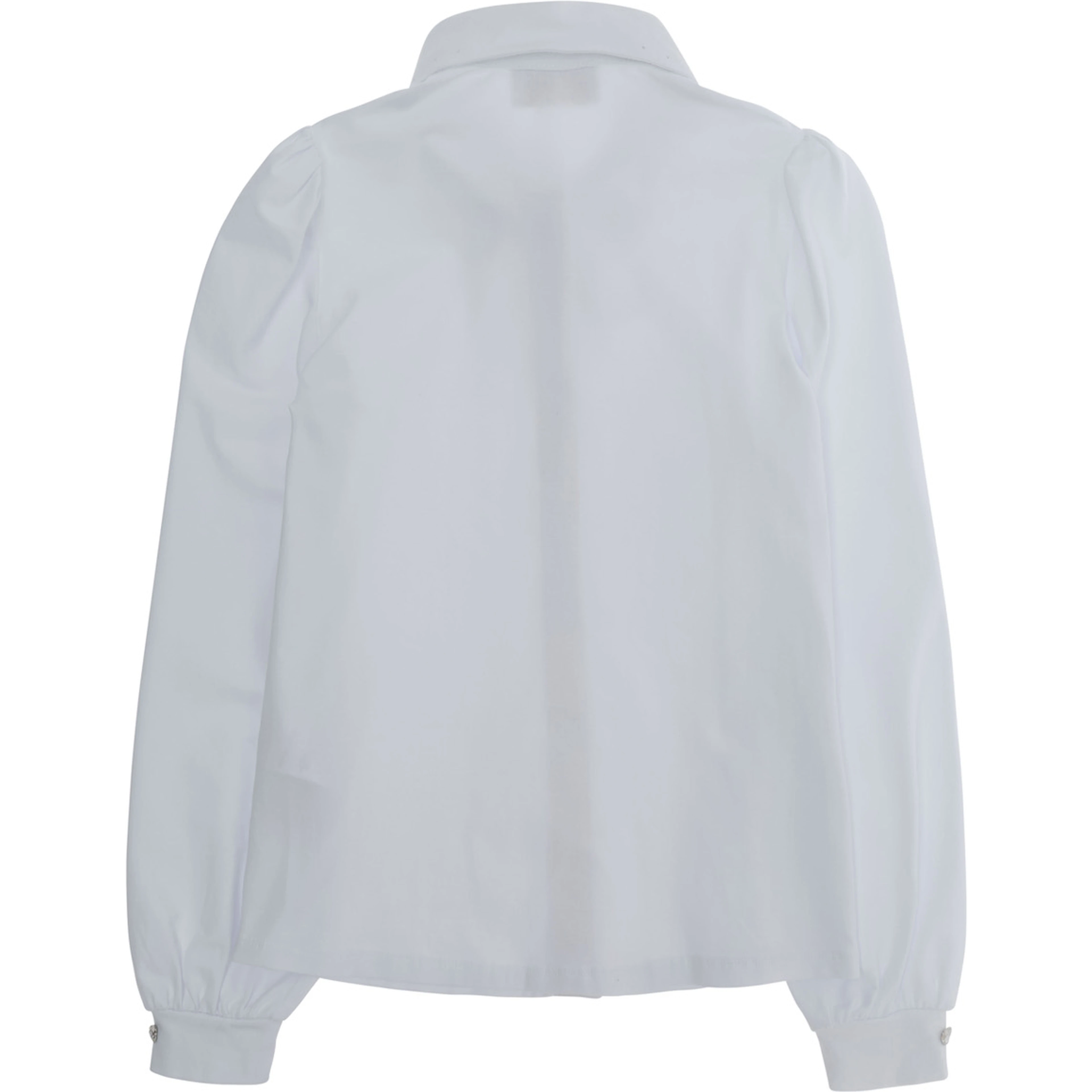 Magda White Shirt with bow on the front and buttoned cuffs in cotton Girl