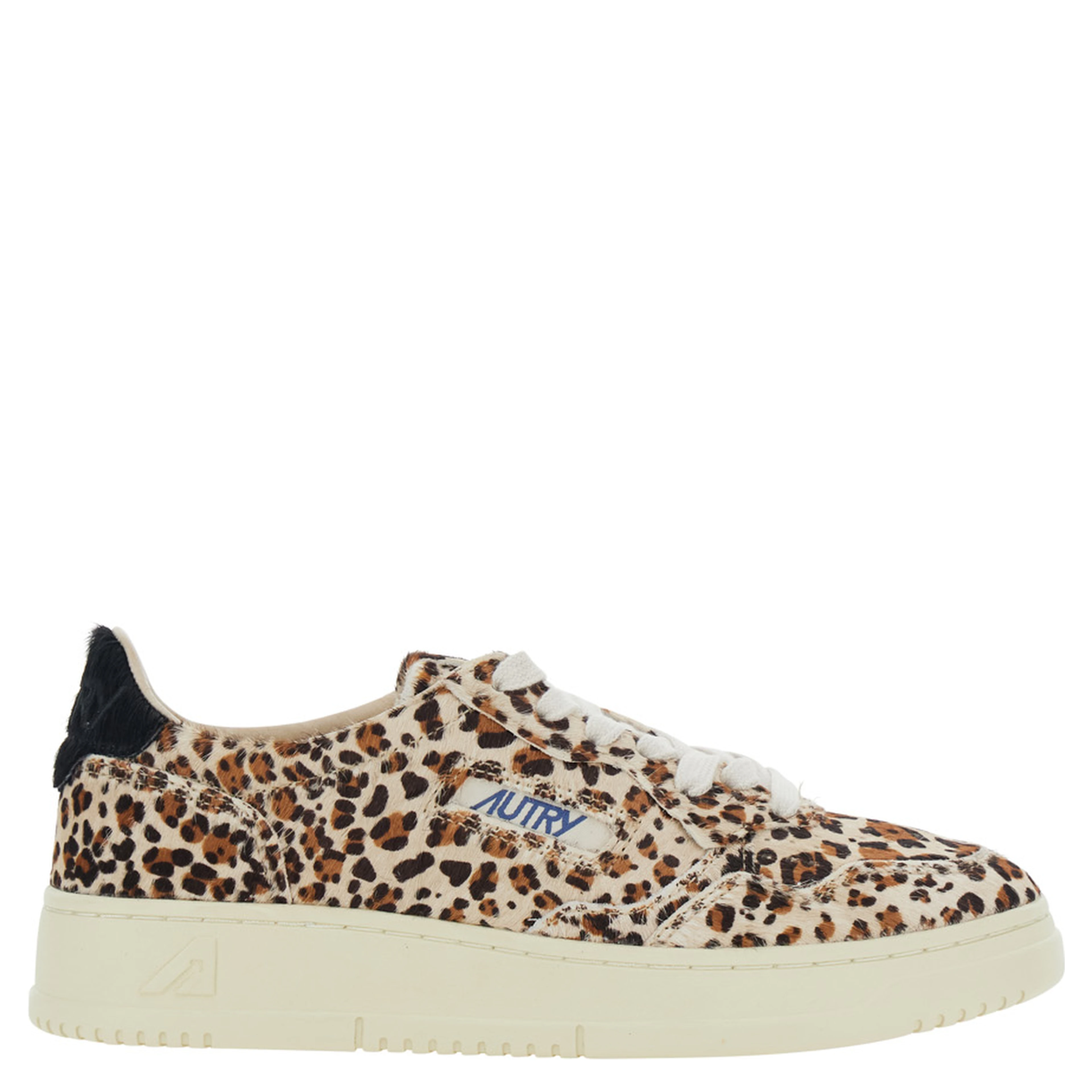 Medalist Brown Sneakers with leopard motif and logo lettering patch on the tongue in leather for women