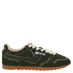 Windspin Green Low Top Sneakers with Logo Patch on the Tongue and Logo lettering on the Heel in Suede for Women