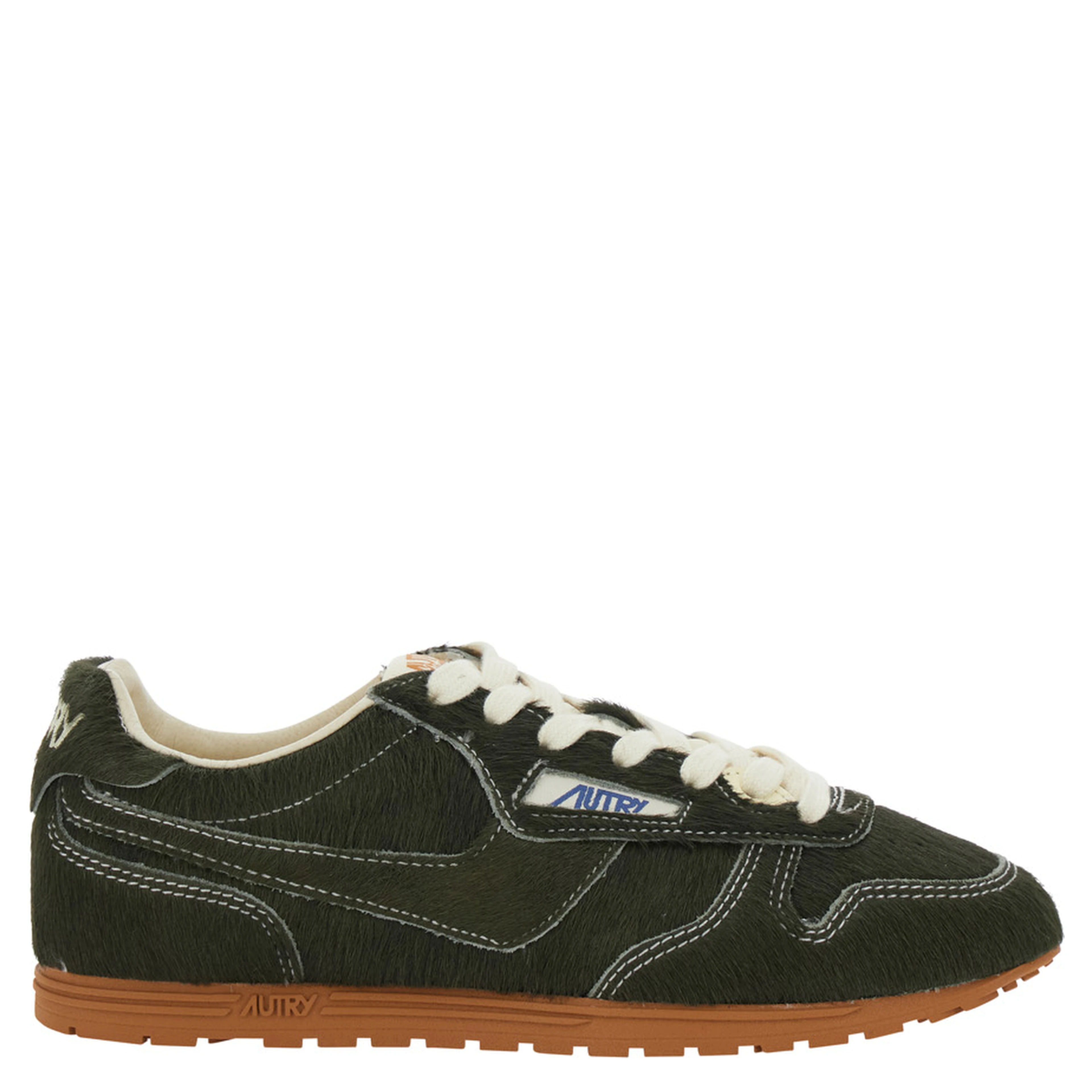 Windspin Green Low Top Sneakers with Logo Patch on the Tongue and Logo lettering on the Heel in Suede for Women