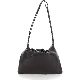 Nella Brown Shoulder Bag with Drawstring Closure and  Top Handle in Leather for Women