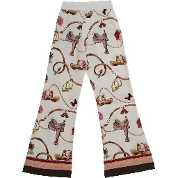 Multicolor Pants with Wide Led and All-Over Print in Cotton Girl