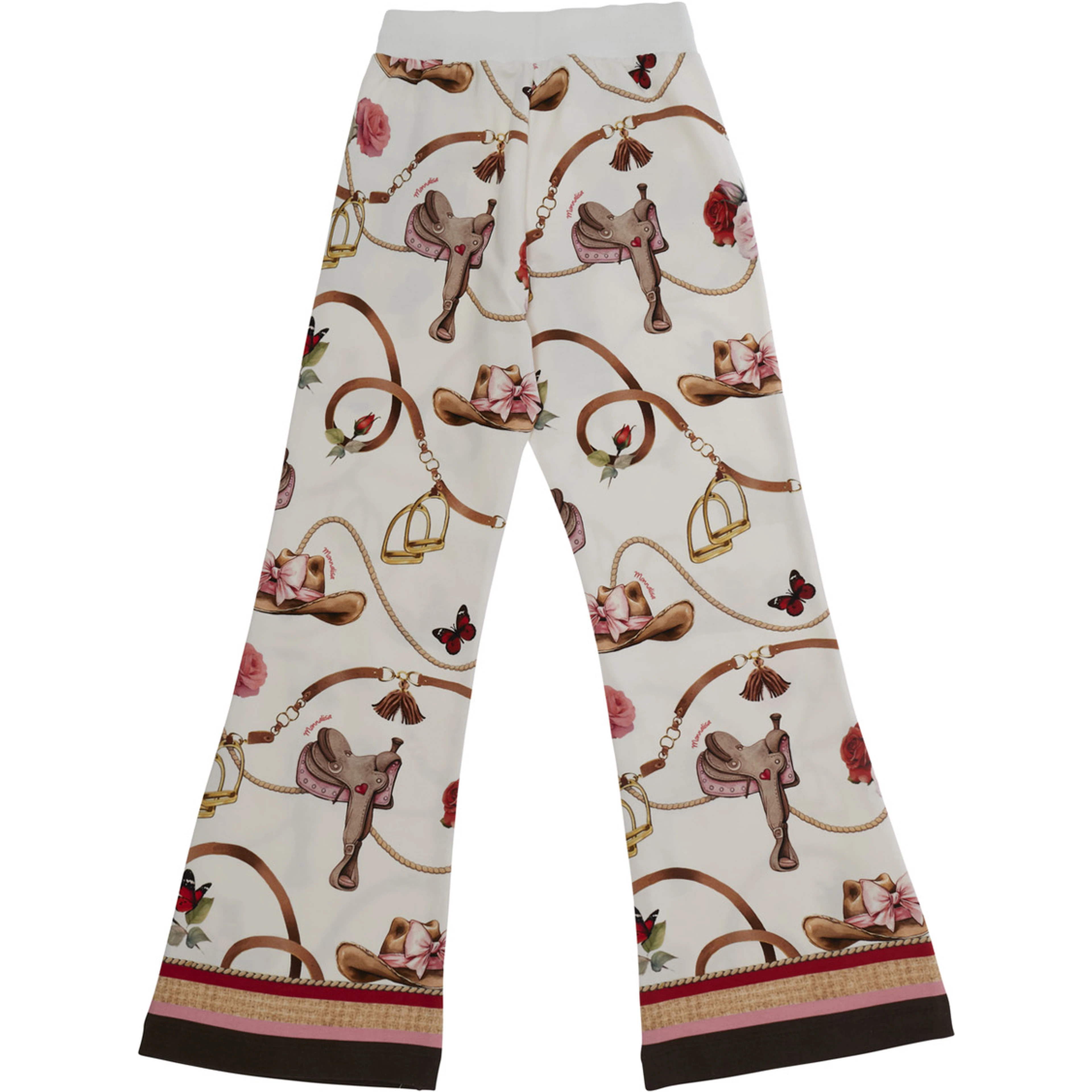 Multicolor Pants with Wide Led and All-Over Print in Cotton Girl