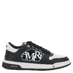 Black and White Low Top Sneakers with Logo Patch on the Tongue and Side in Leather and Fabric for Men