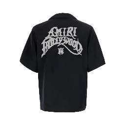 Black Shirt with logo on the front and back in Fabric for men