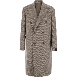 LondonBeige Double-breasted Coat with Peak Revers in Wool and Cashmere for Men