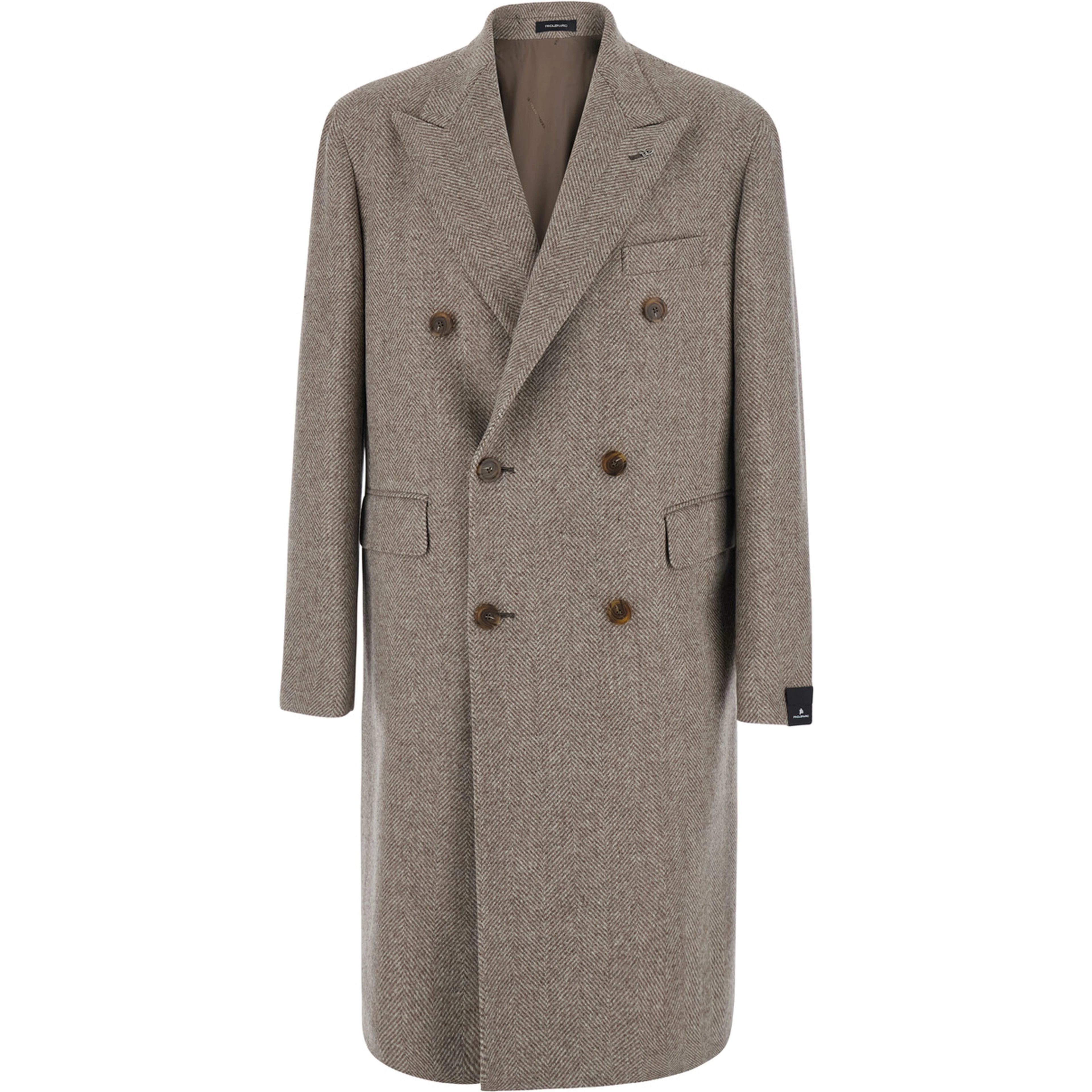 LondonBeige Double-breasted Coat with Peak Revers in Wool and Cashmere for Men
