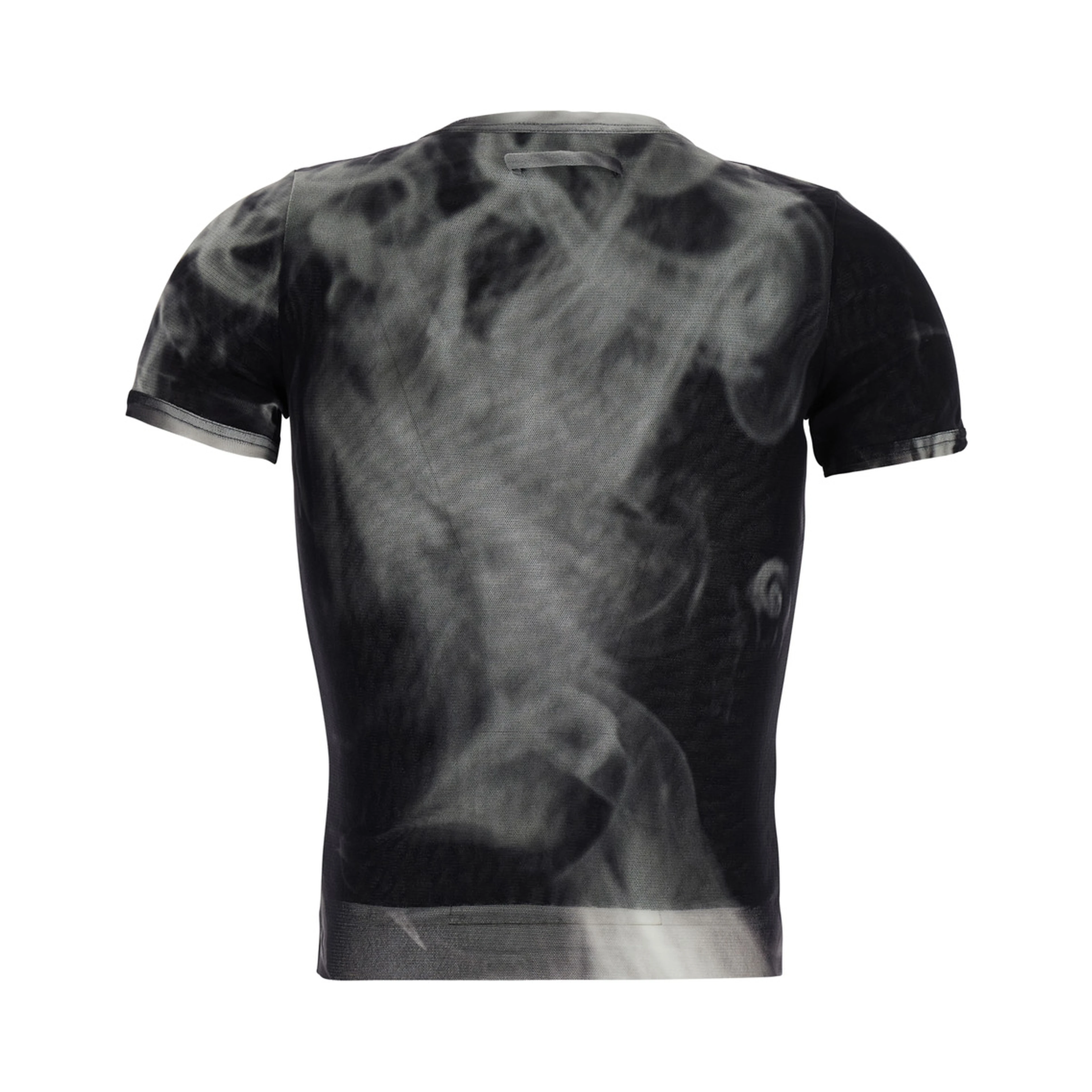 Black Top with Short Sleeves and Smoking Women Print in Tech Fabric for Women