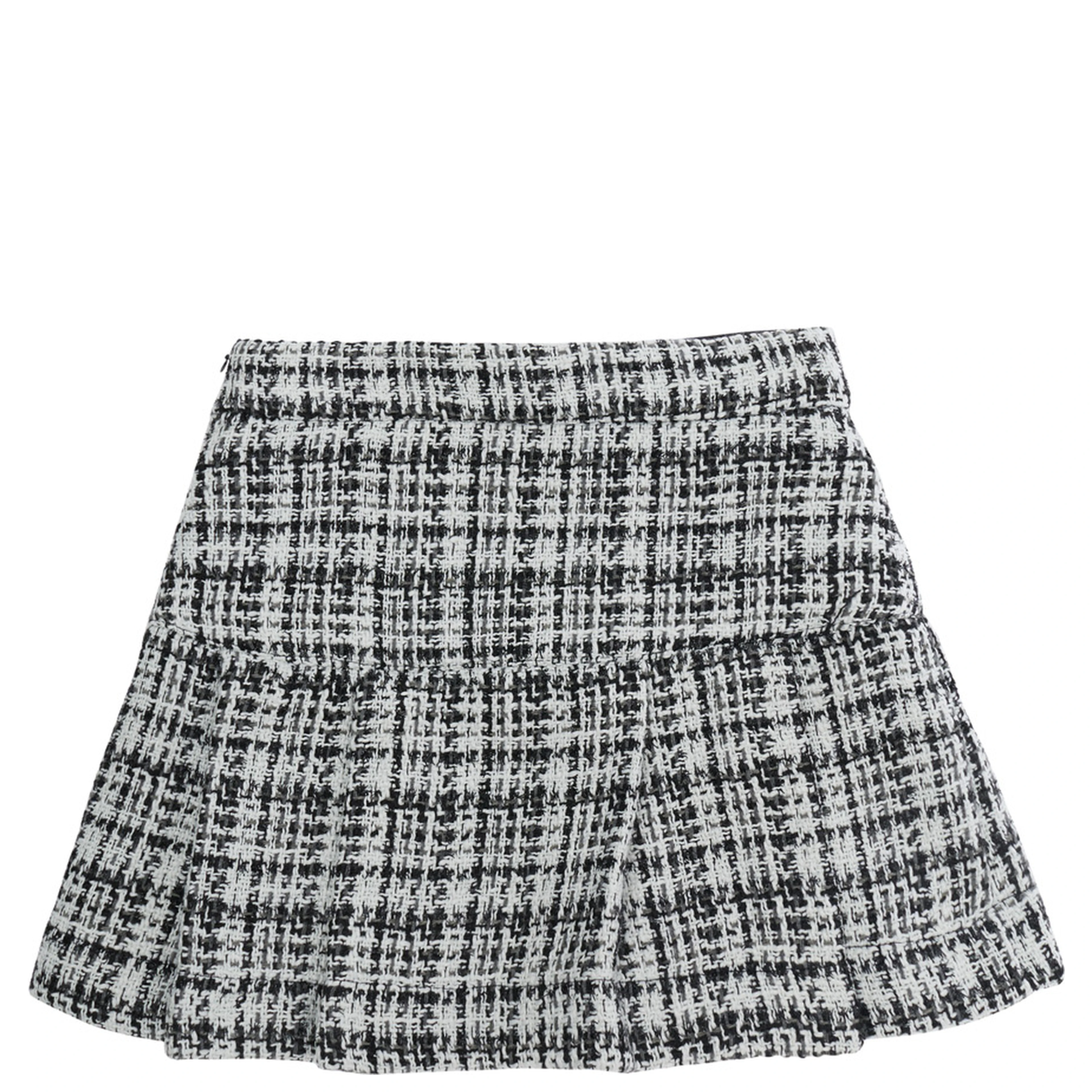 Gray Skirt with Logo Plaque on the Front and Check Motif All-Over in Fabric Girl