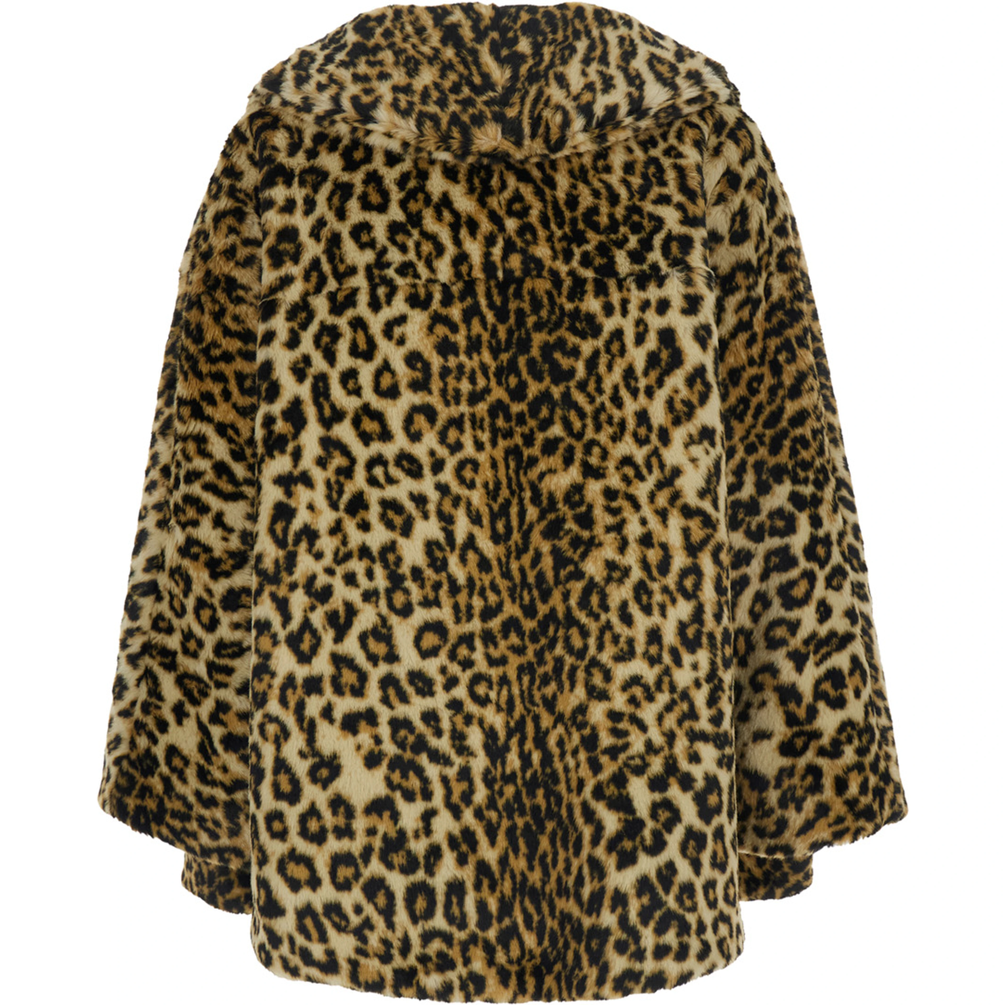 Shearling with Leopard Details in Brown Leather Women