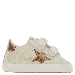 Beige Sneaker with Star Patch on the Side and Logo Patch on the Tongue in Leather Baby