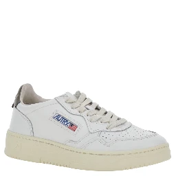 Medalist White  Low Top Sneakers with Logo Patch on the Tongue in Leather for Women