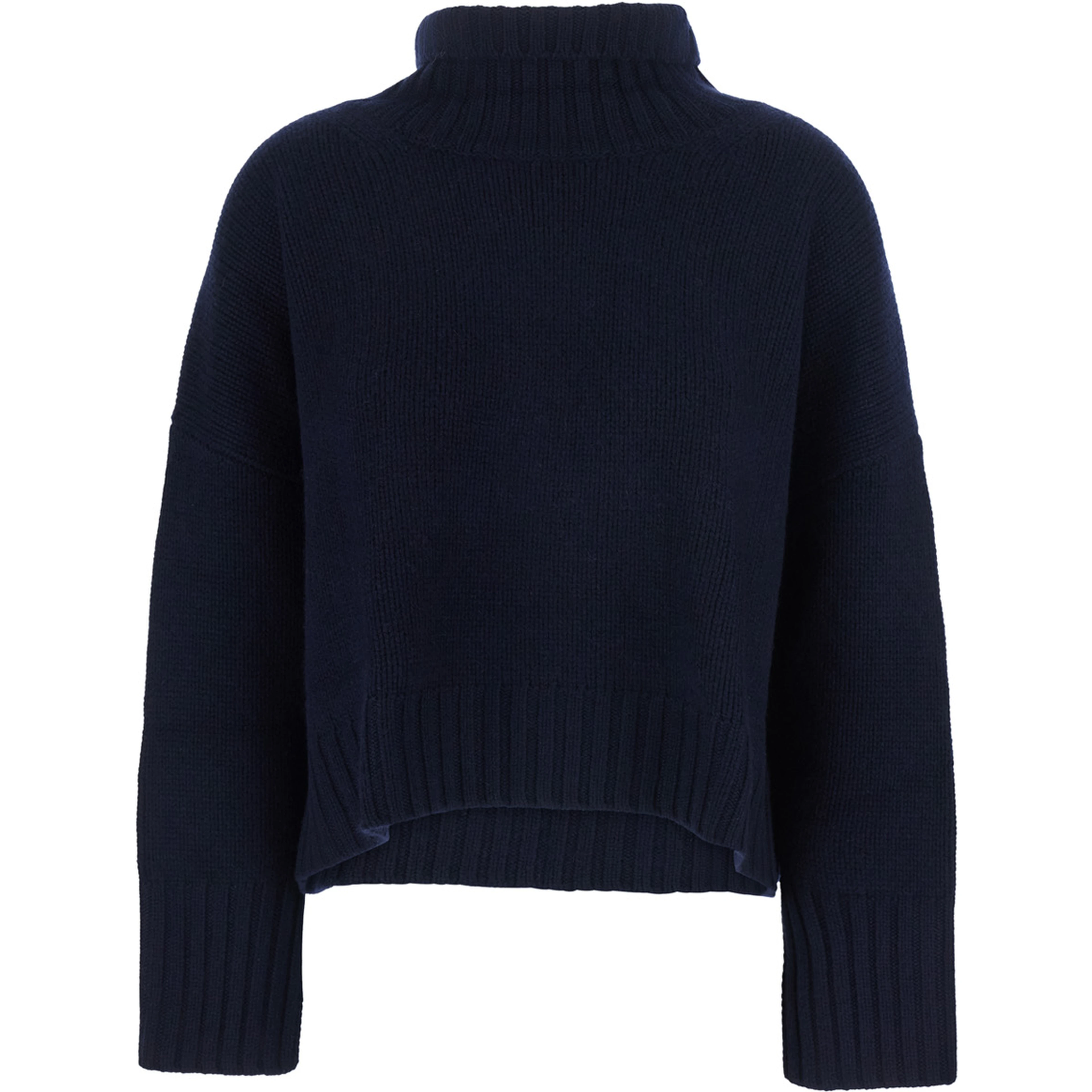 Sweater "GIRLFRINDED TURTLENECK" with high collar and long sleeves in blue cashmere for women