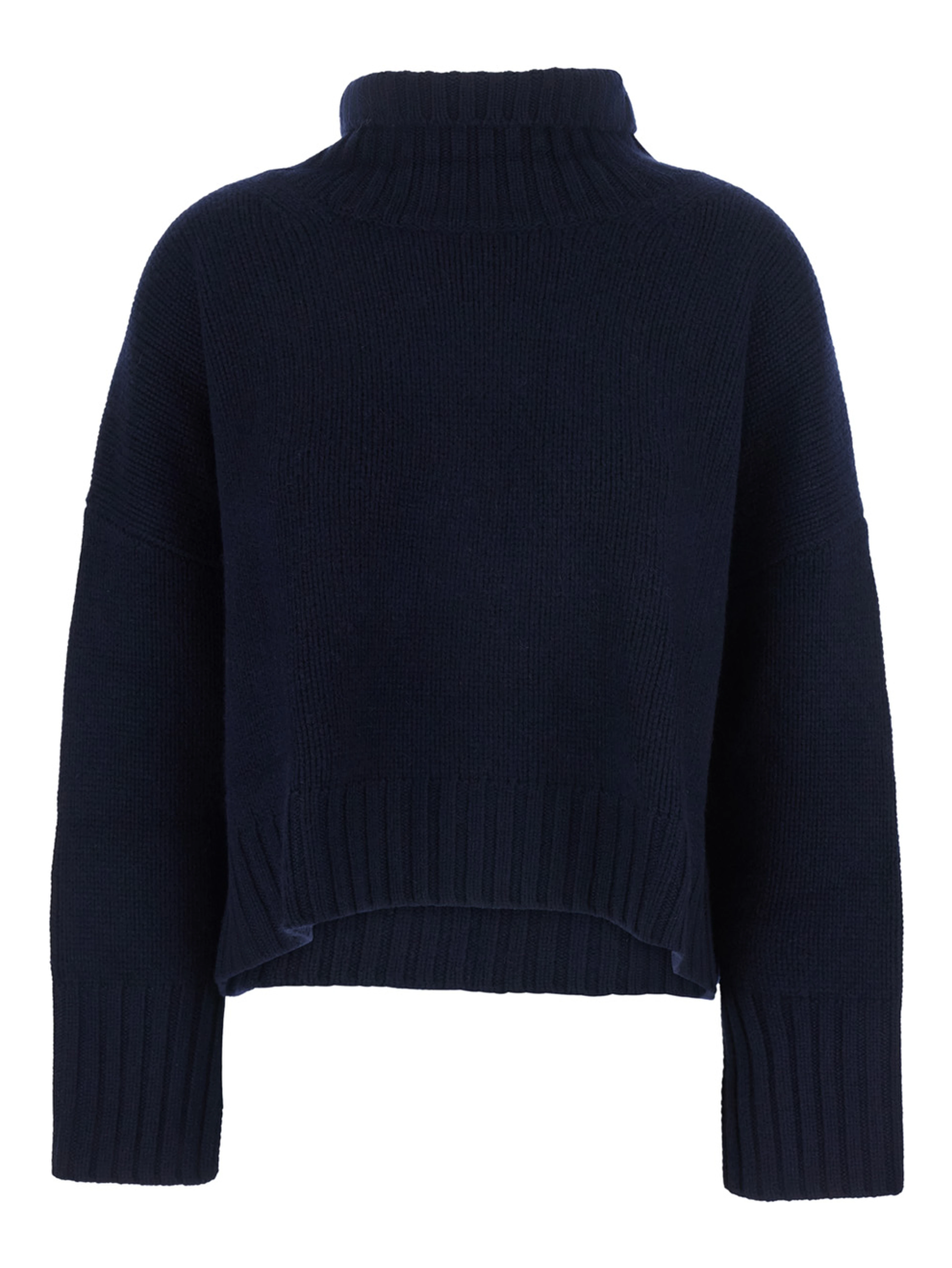 Sweater "GIRLFRINDED TURTLENECK" with high collar and long sleeves in blue cashmere for women