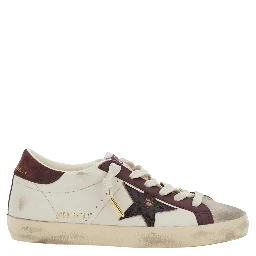 Superstar White Low Top Sneakers with Star Patch on the Side in Leather for Women