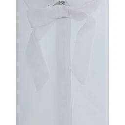 Magda White Shirt with bow on the front and buttoned cuffs in cotton Girl