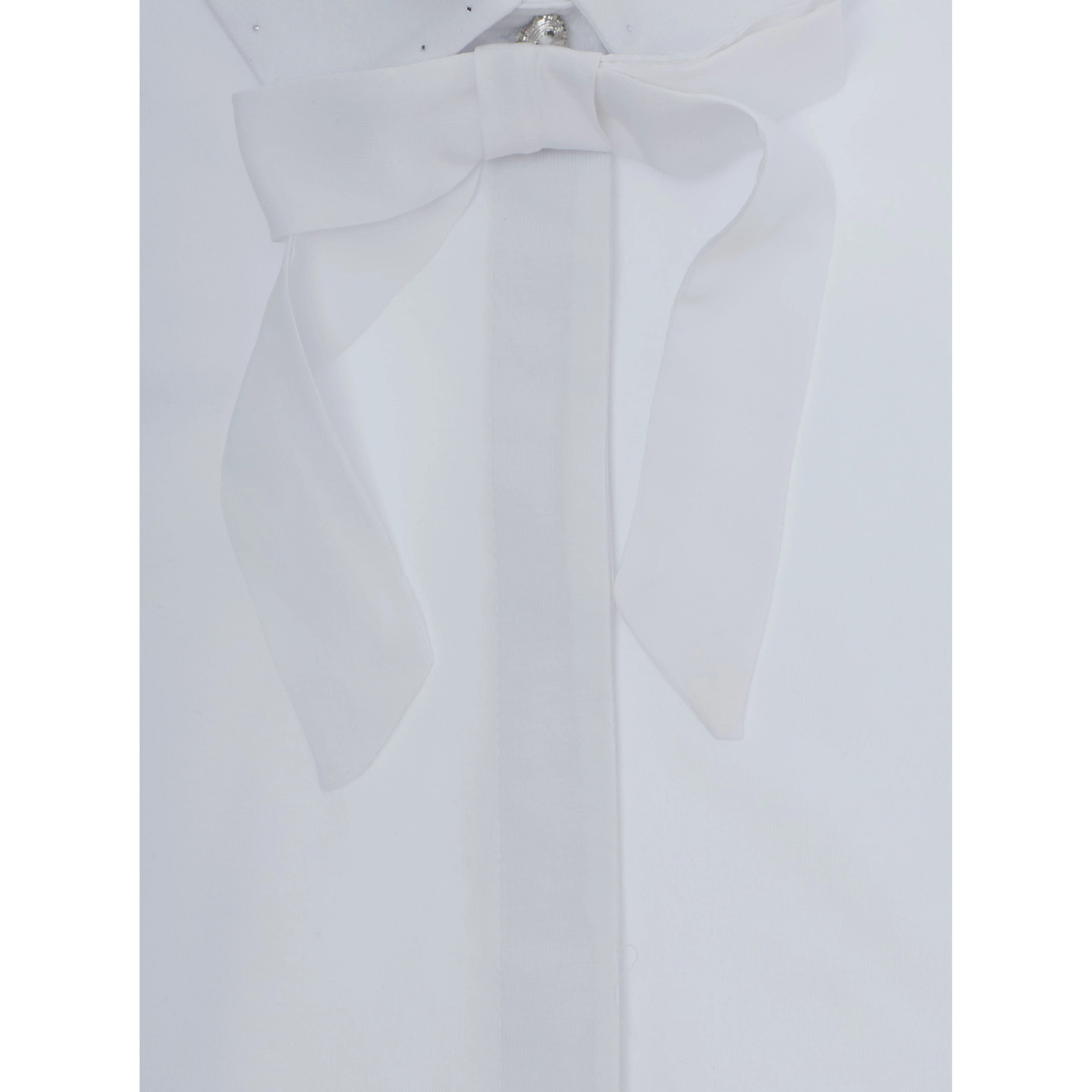 Magda White Shirt with bow on the front and buttoned cuffs in cotton Girl