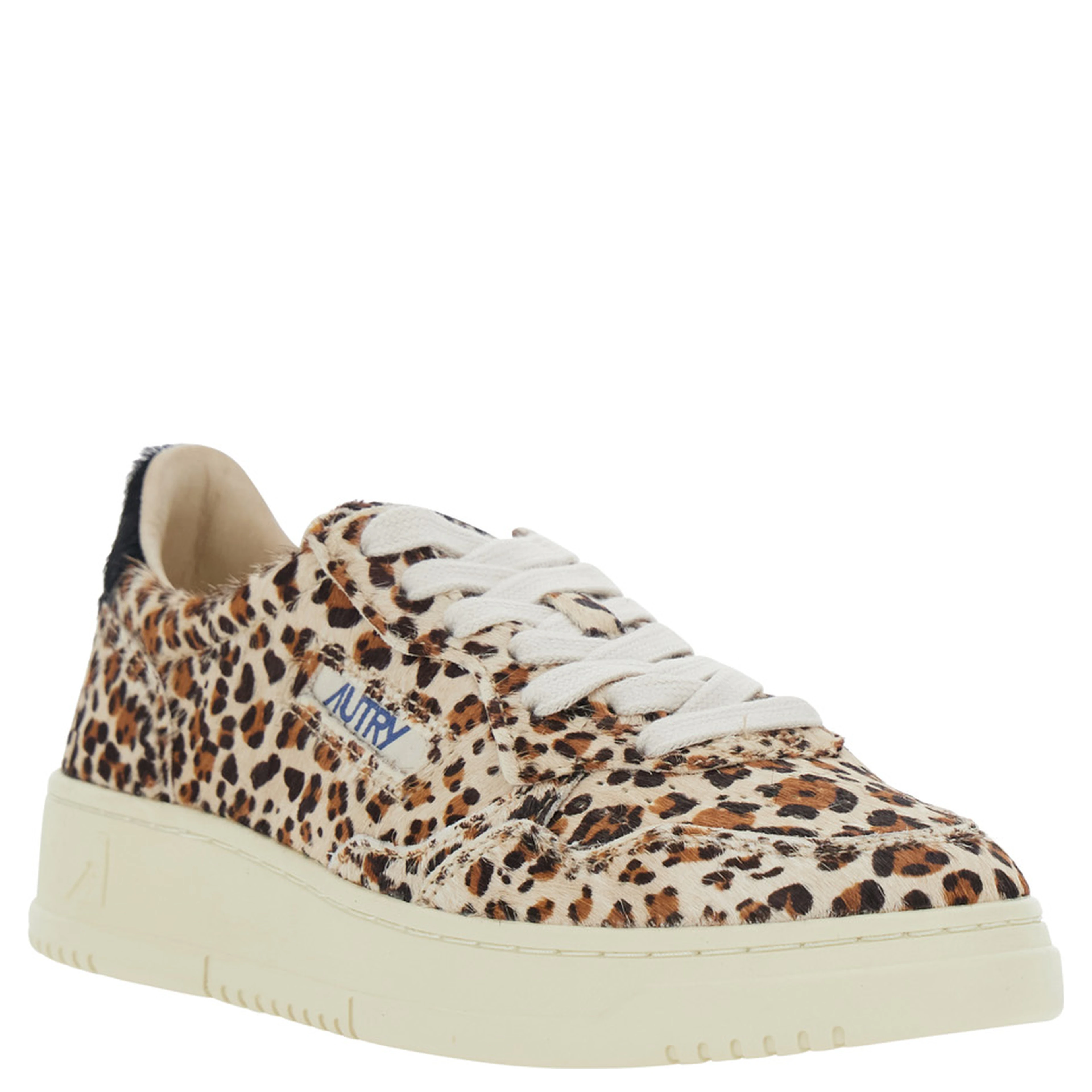 Medalist Brown Sneakers with leopard motif and logo lettering patch on the tongue in leather for women