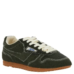 Windspin Green Low Top Sneakers with Logo Patch on the Tongue and Logo lettering on the Heel in Suede for Women