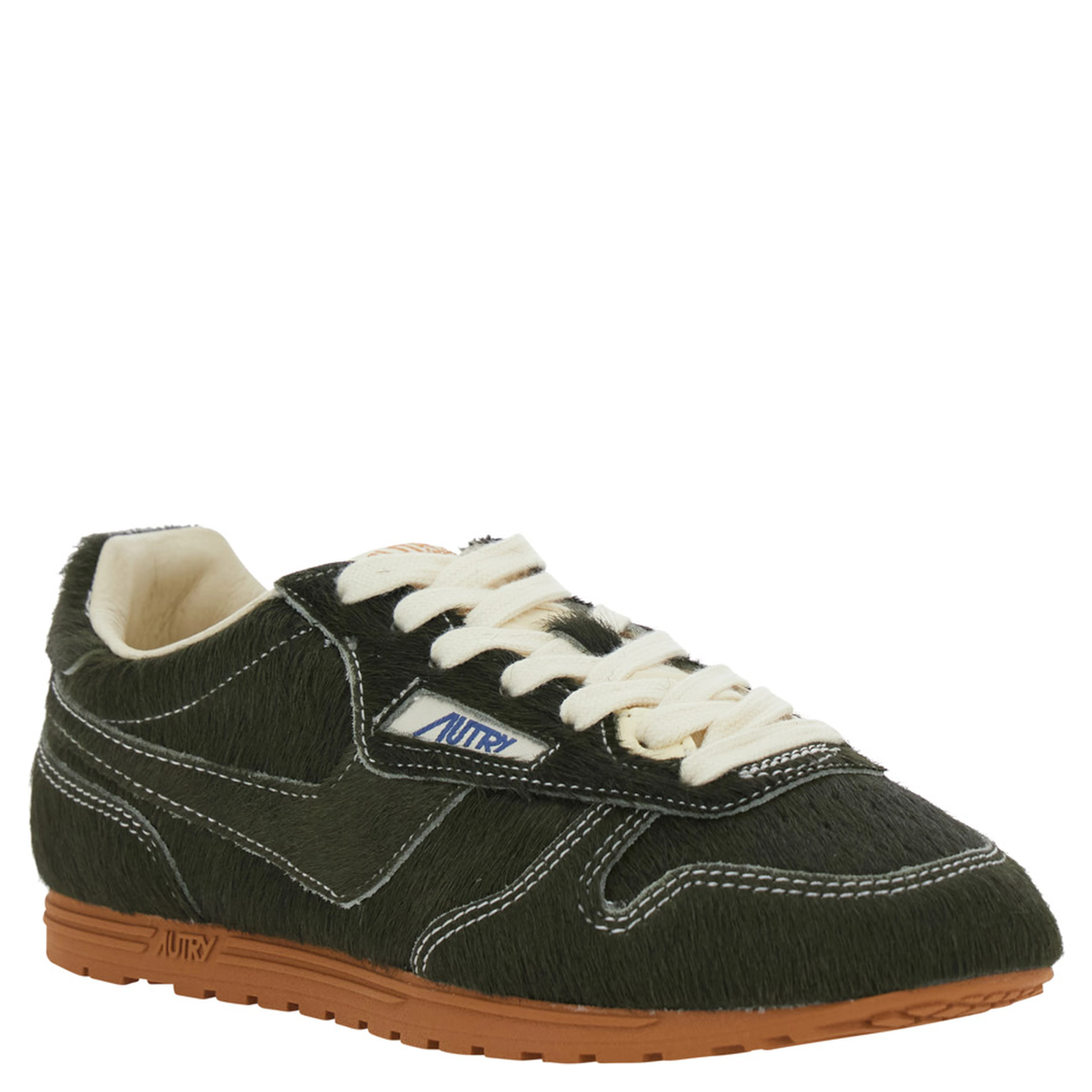 Windspin Green Low Top Sneakers with Logo Patch on the Tongue and Logo lettering on the Heel in Suede for Women