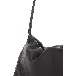 Nella Brown Shoulder Bag with Drawstring Closure and  Top Handle in Leather for Women