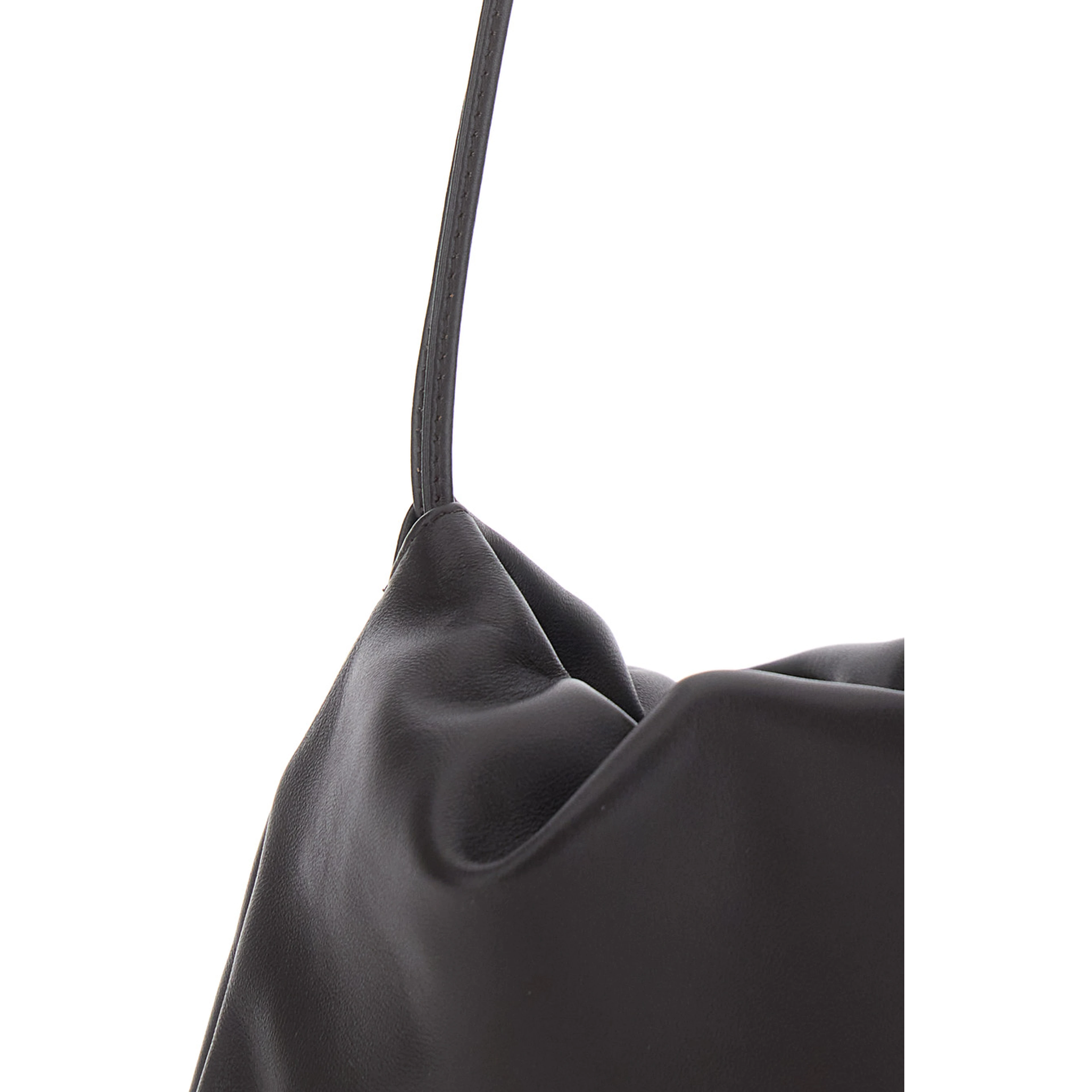 Nella Brown Shoulder Bag with Drawstring Closure and  Top Handle in Leather for Women