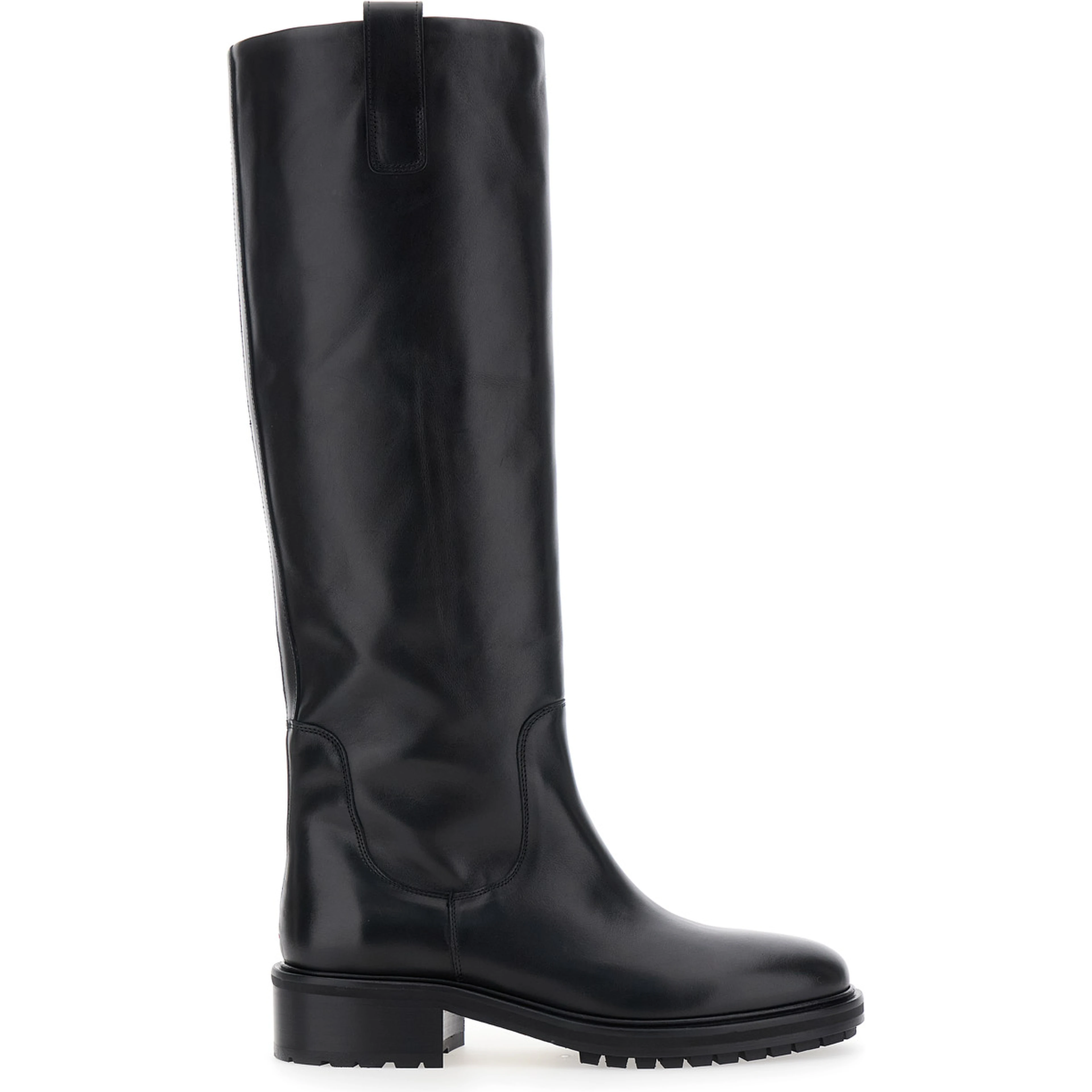 Knee-High Boots Henry Slip-On in Black Leather for Women