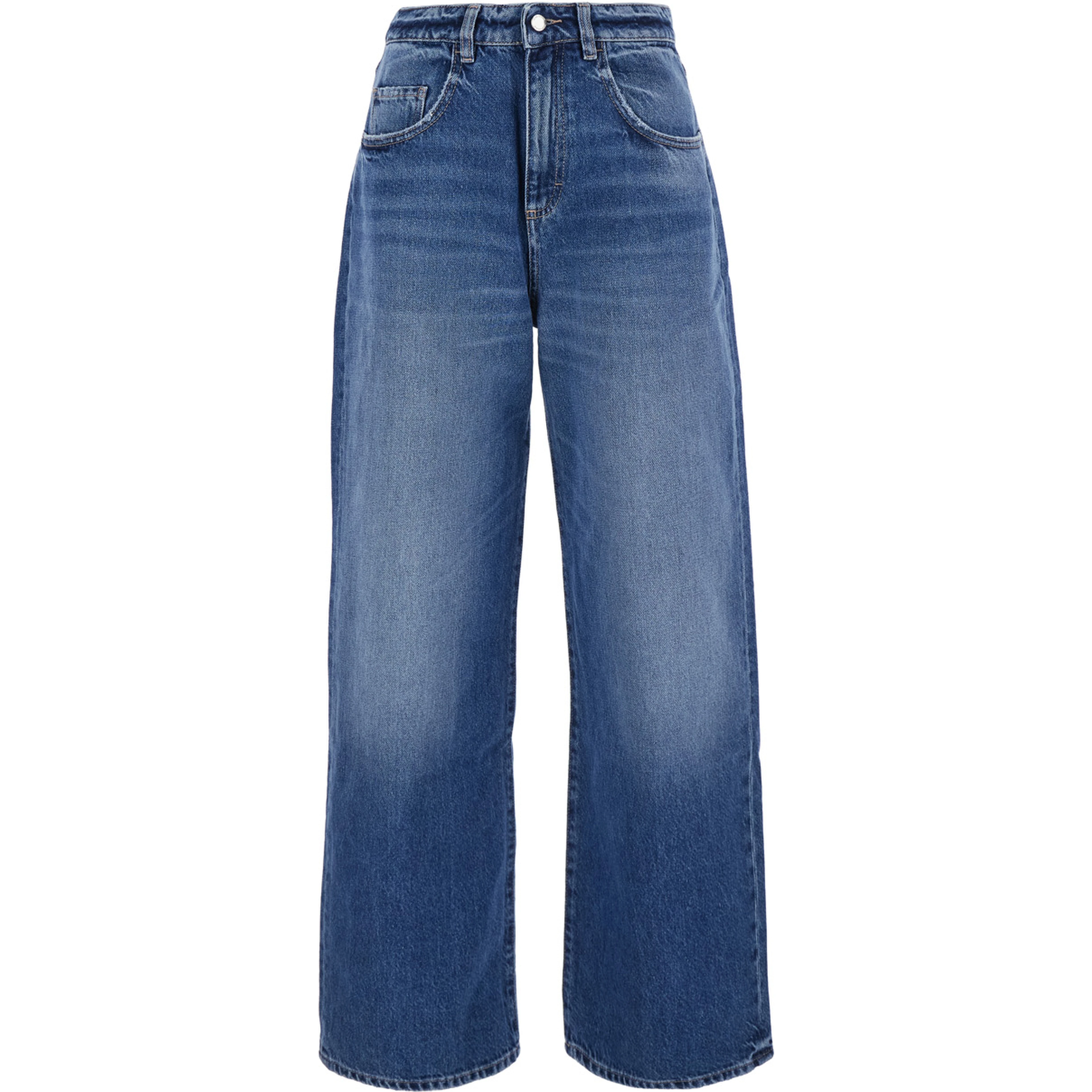 Poppy Blue Jeans with logo patch on the back and wide leg in denim women