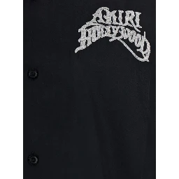 Black Shirt with logo on the front and back in Fabric for men