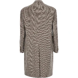 LondonBeige Double-breasted Coat with Peak Revers in Wool and Cashmere for Men