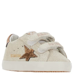 Beige Sneaker with Star Patch on the Side and Logo Patch on the Tongue in Leather Baby