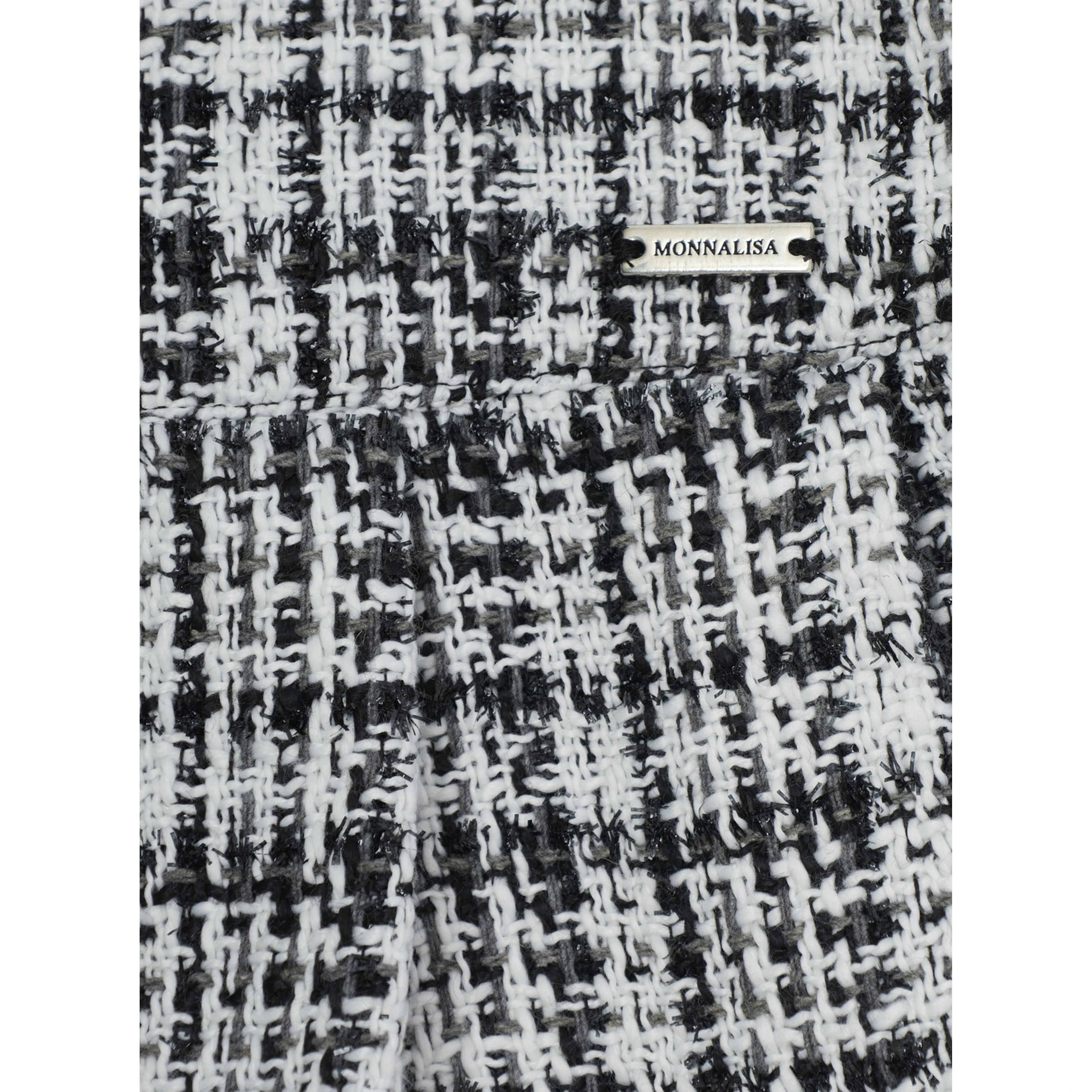 Gray Skirt with Logo Plaque on the Front and Check Motif All-Over in Fabric Girl
