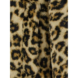 Shearling with Leopard Details in Brown Leather Women
