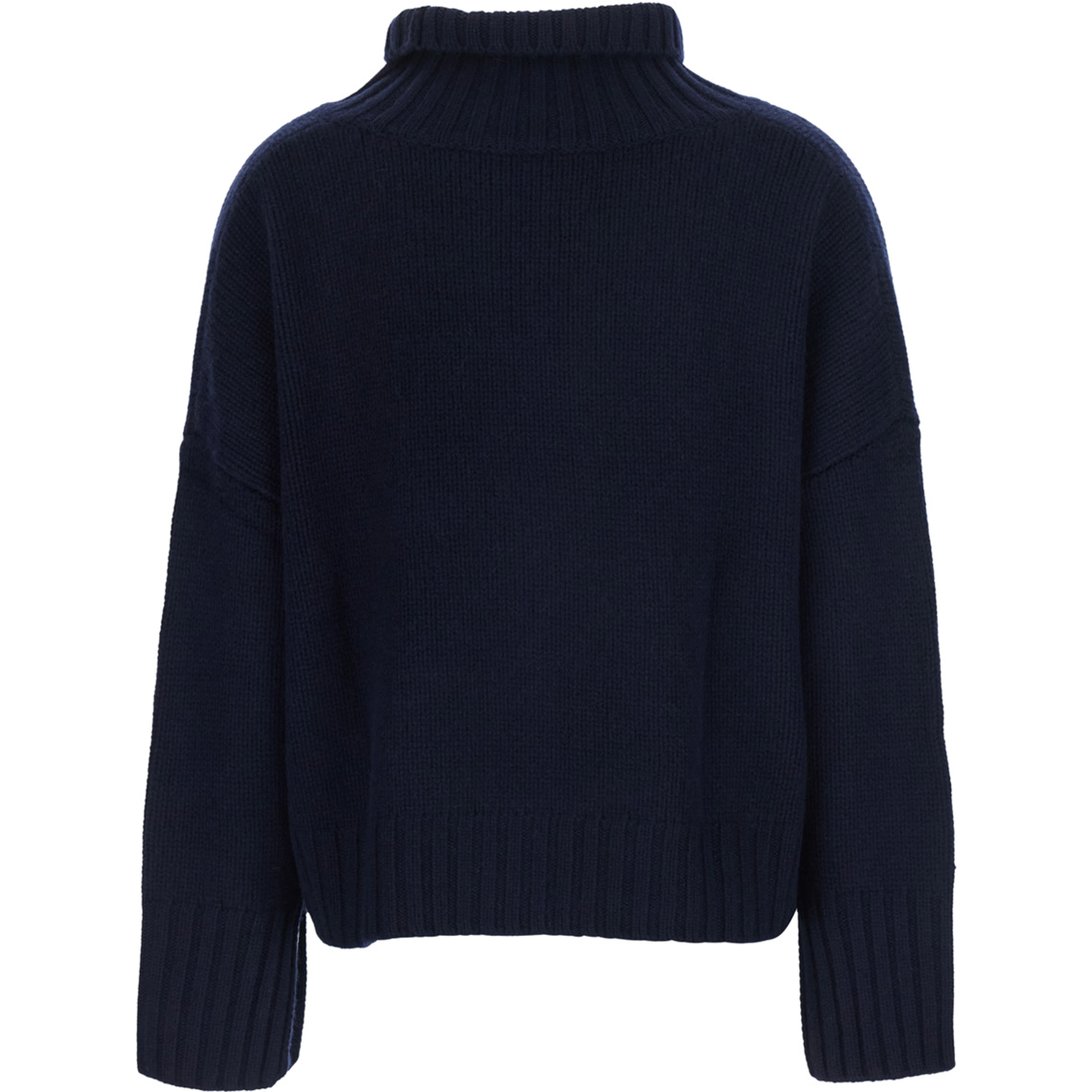 Sweater "GIRLFRINDED TURTLENECK" with high collar and long sleeves in blue cashmere for women