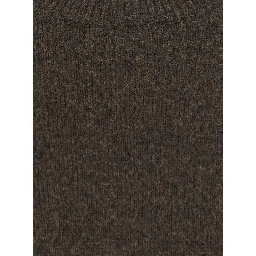 Brown Crew Neck Sweater with Ribbed Details in Blend Wool for Men